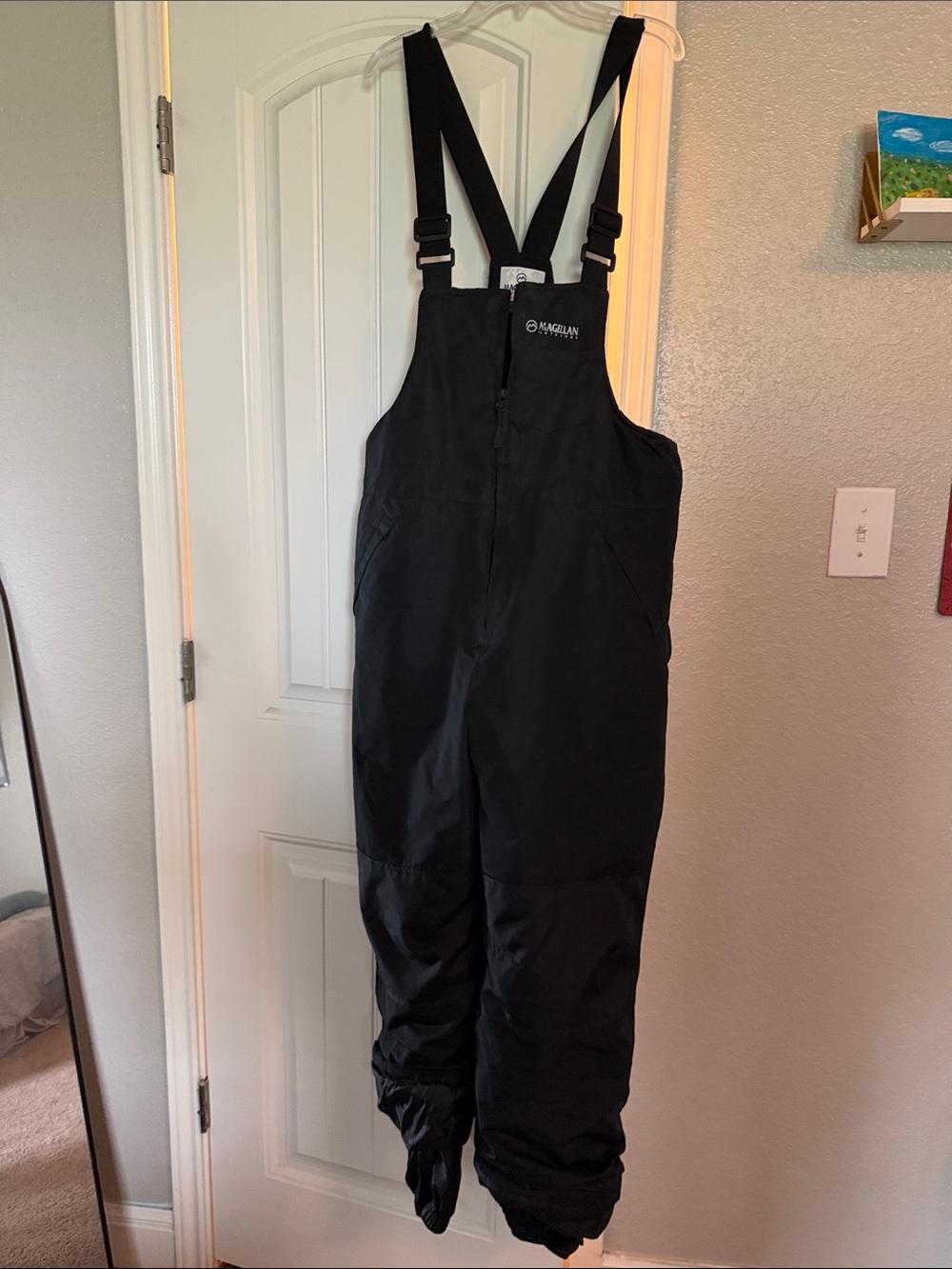 Magellan Outdoors Black Snow Bibs with Adjustable Straps